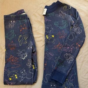Hanna Andersson Boys 6/7 Navy Blue Pajamas with Pokemon Cartoon Print